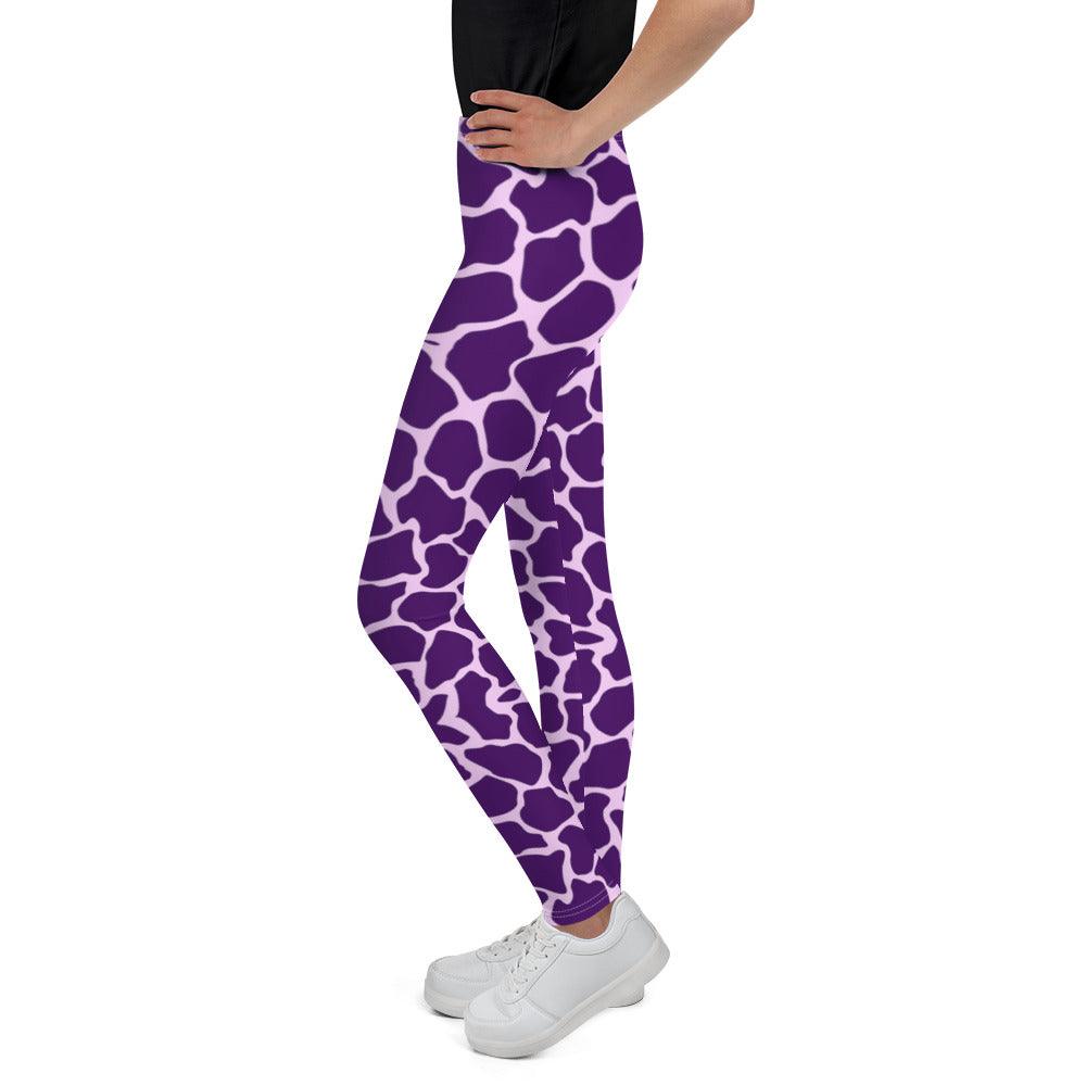 Purple Giraffe Youth Leggings - Funfitti Apparel