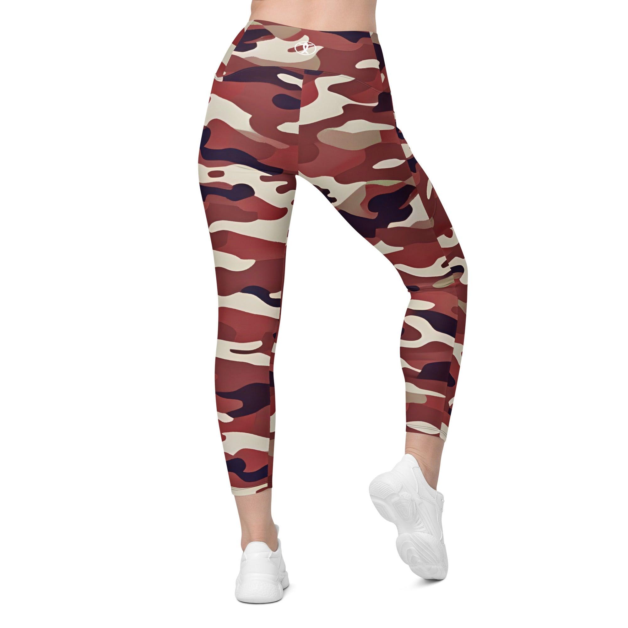 Red Camo Leggings with pockets - Funfitti Apparel