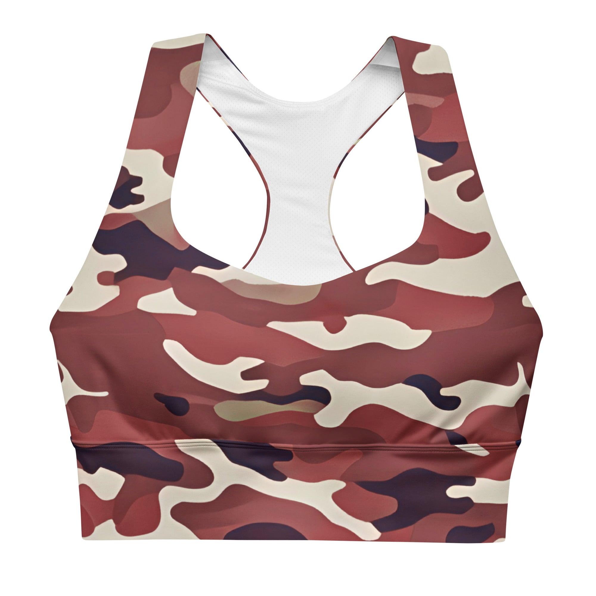 Red Camo Longline sports bra - Funfitti Apparel