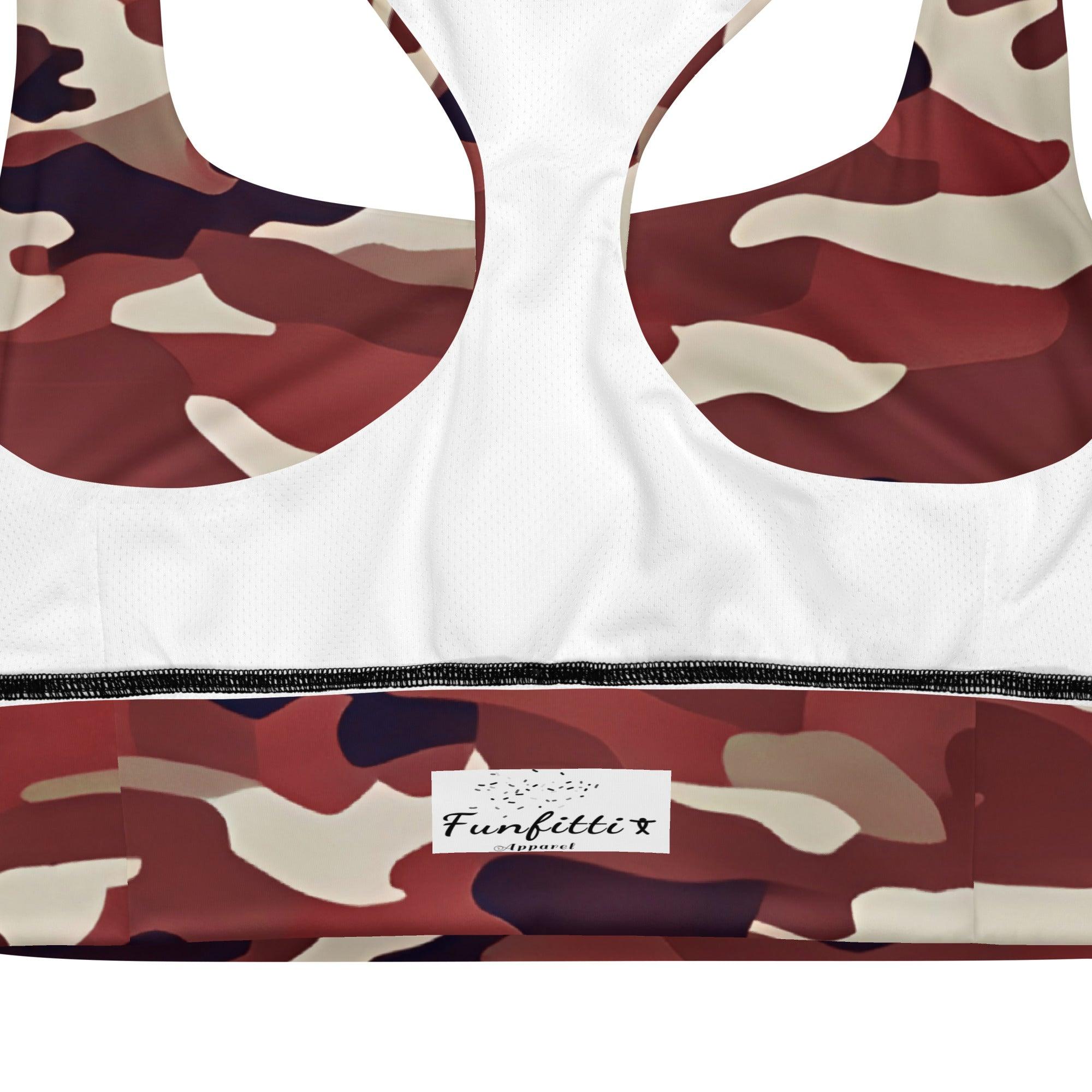 Red Camo Longline sports bra - Funfitti Apparel