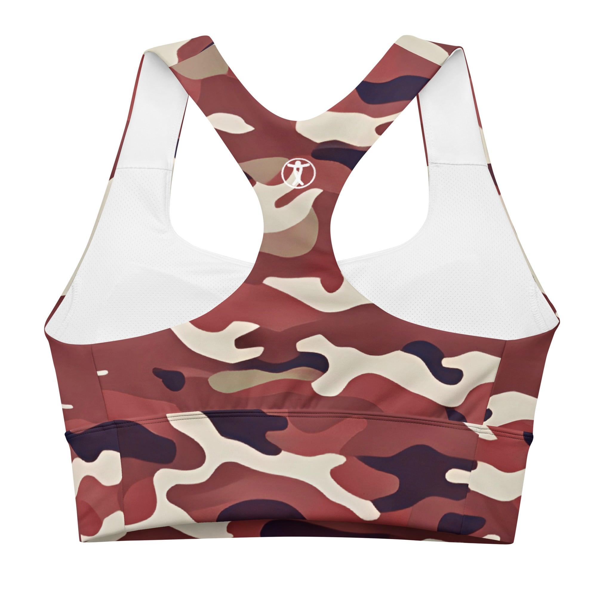 Red Camo Longline sports bra - Funfitti Apparel