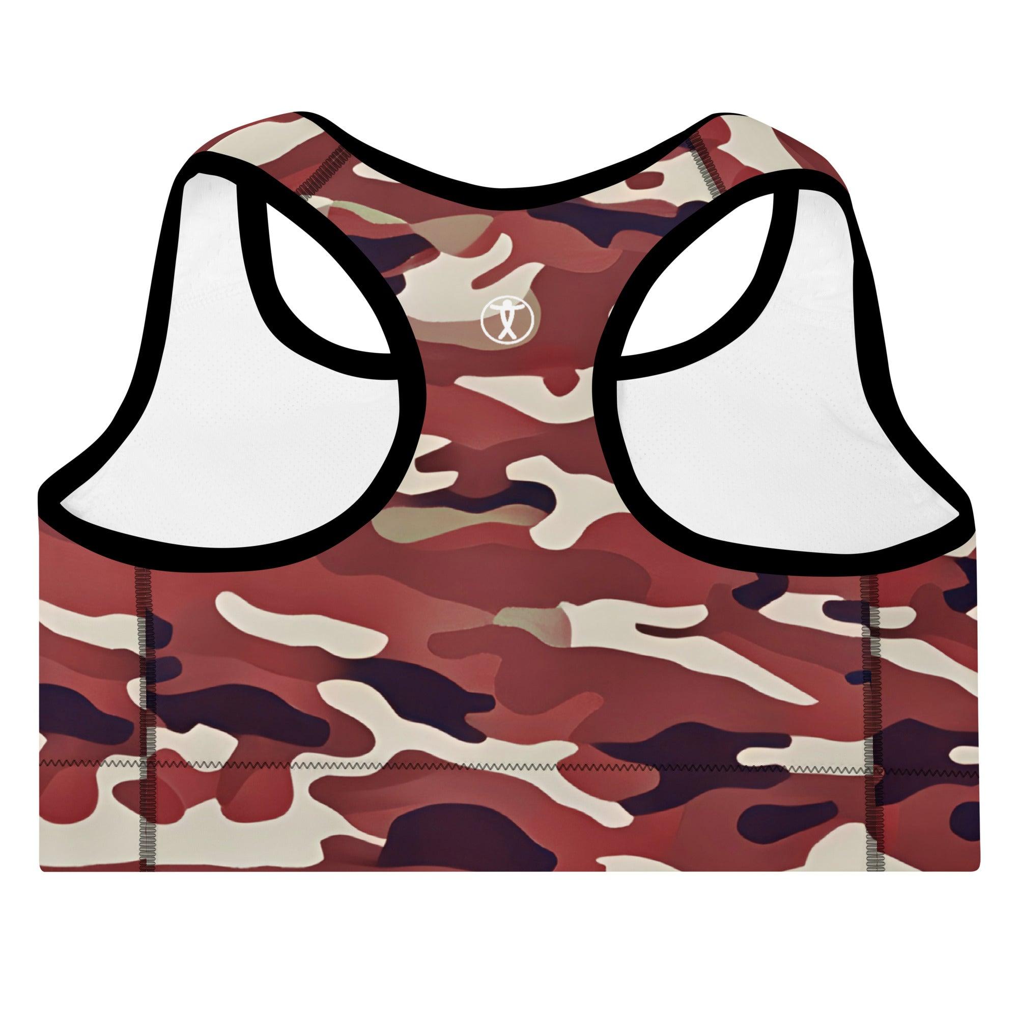 Red Camo Padded Sports Bra - Funfitti Apparel