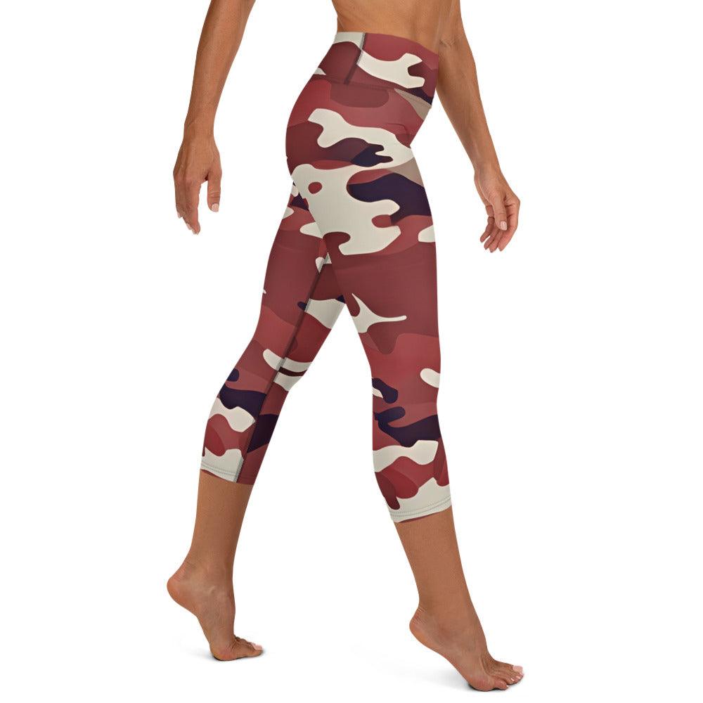 Red Camo Yoga Capri Leggings - Funfitti Apparel