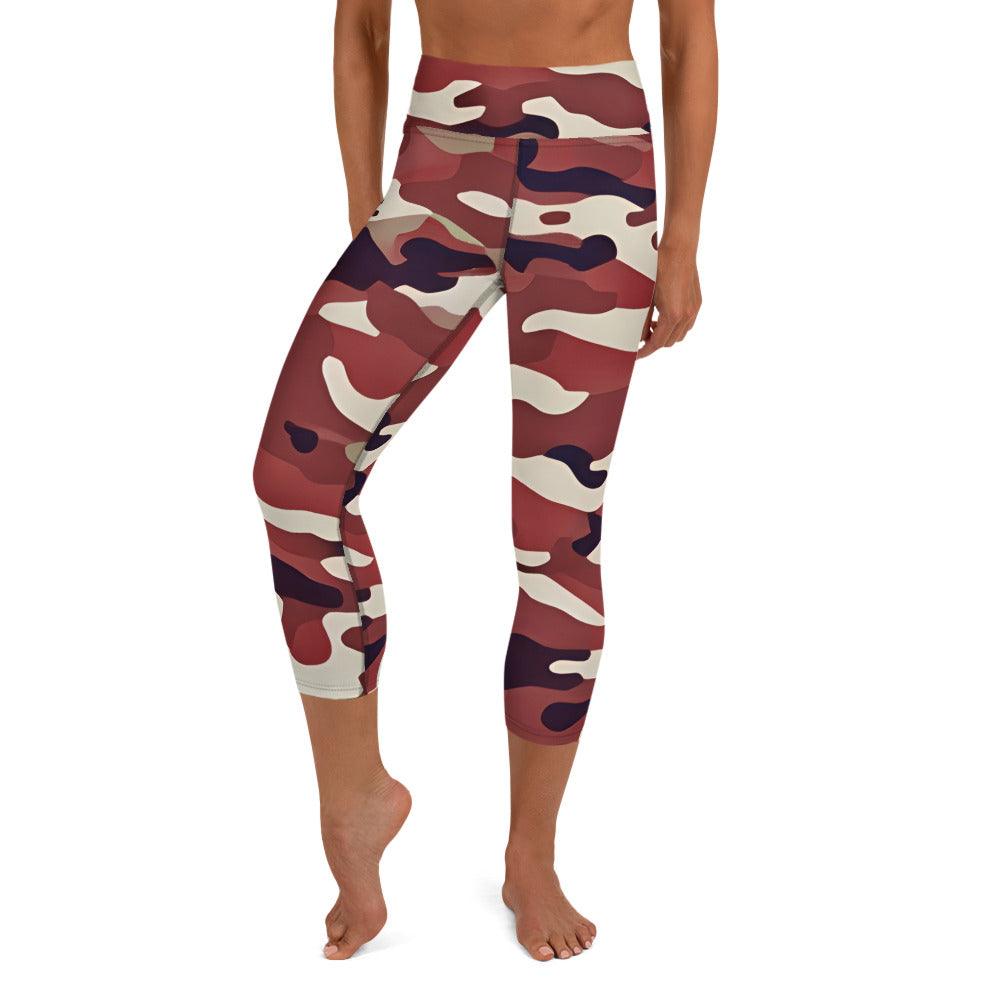 Red Camo Yoga Capri Leggings - Funfitti Apparel