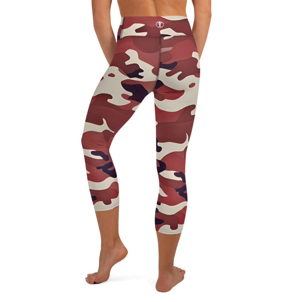 Red Camo Yoga Capri Leggings - Funfitti Apparel