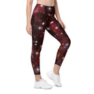 Red Starry Galaxy Leggings with pockets - Funfitti Apparel