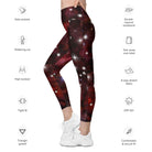 Red Starry Galaxy Leggings with pockets - Funfitti Apparel