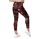 Red Starry Galaxy Leggings with pockets - Funfitti Apparel