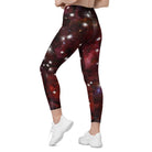 Red Starry Galaxy Leggings with pockets - Funfitti Apparel