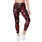 Red Starry Galaxy Leggings with pockets - Funfitti Apparel