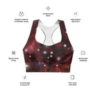 Red Starry Galaxy Longline sports bra - Funfitti Apparel