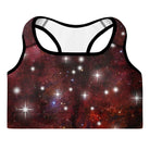 Red Starry Galaxy Padded Sports Bra - Funfitti Apparel