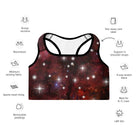 Red Starry Galaxy Padded Sports Bra - Funfitti Apparel