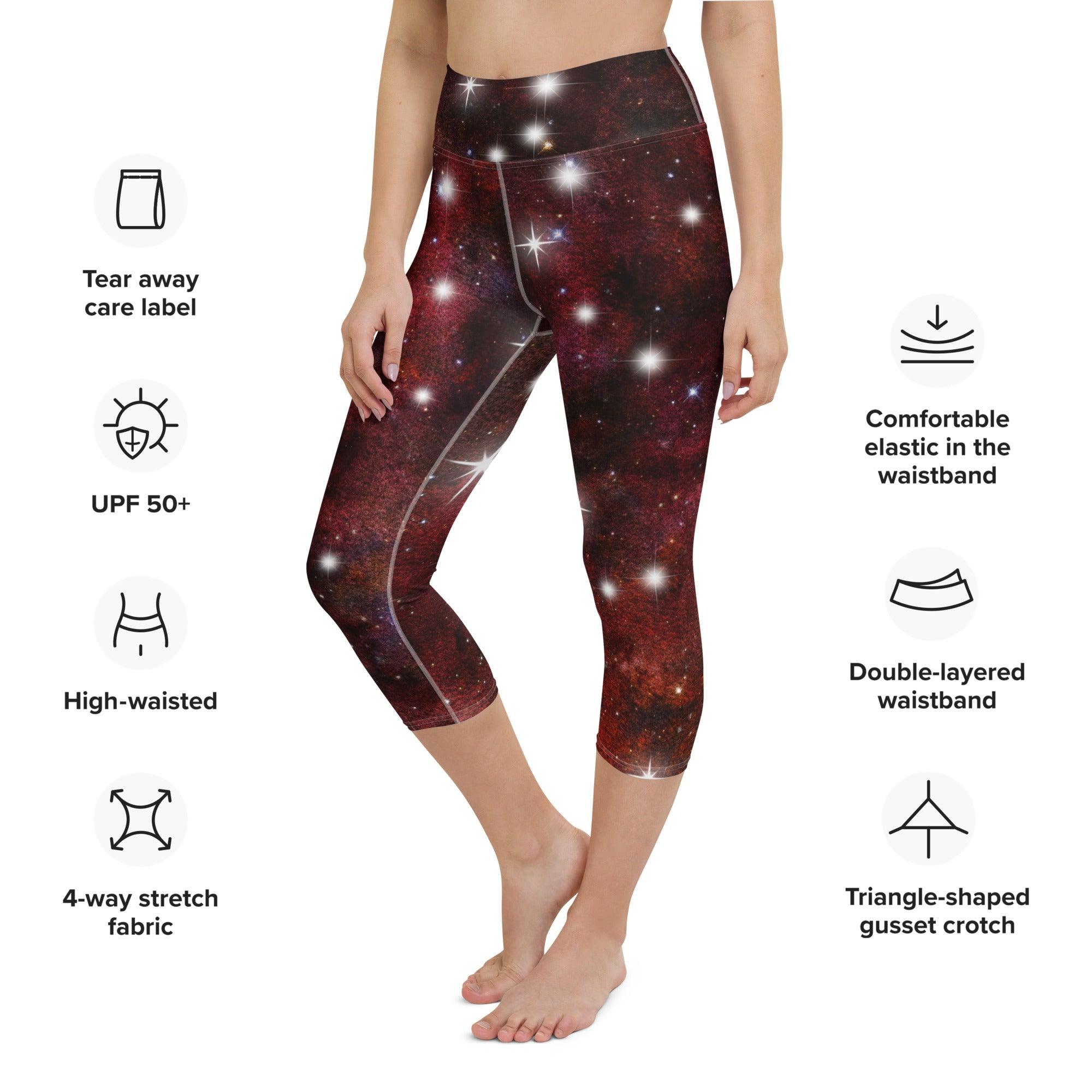 Red Starry Galaxy Yoga Capri Leggings - Funfitti Apparel