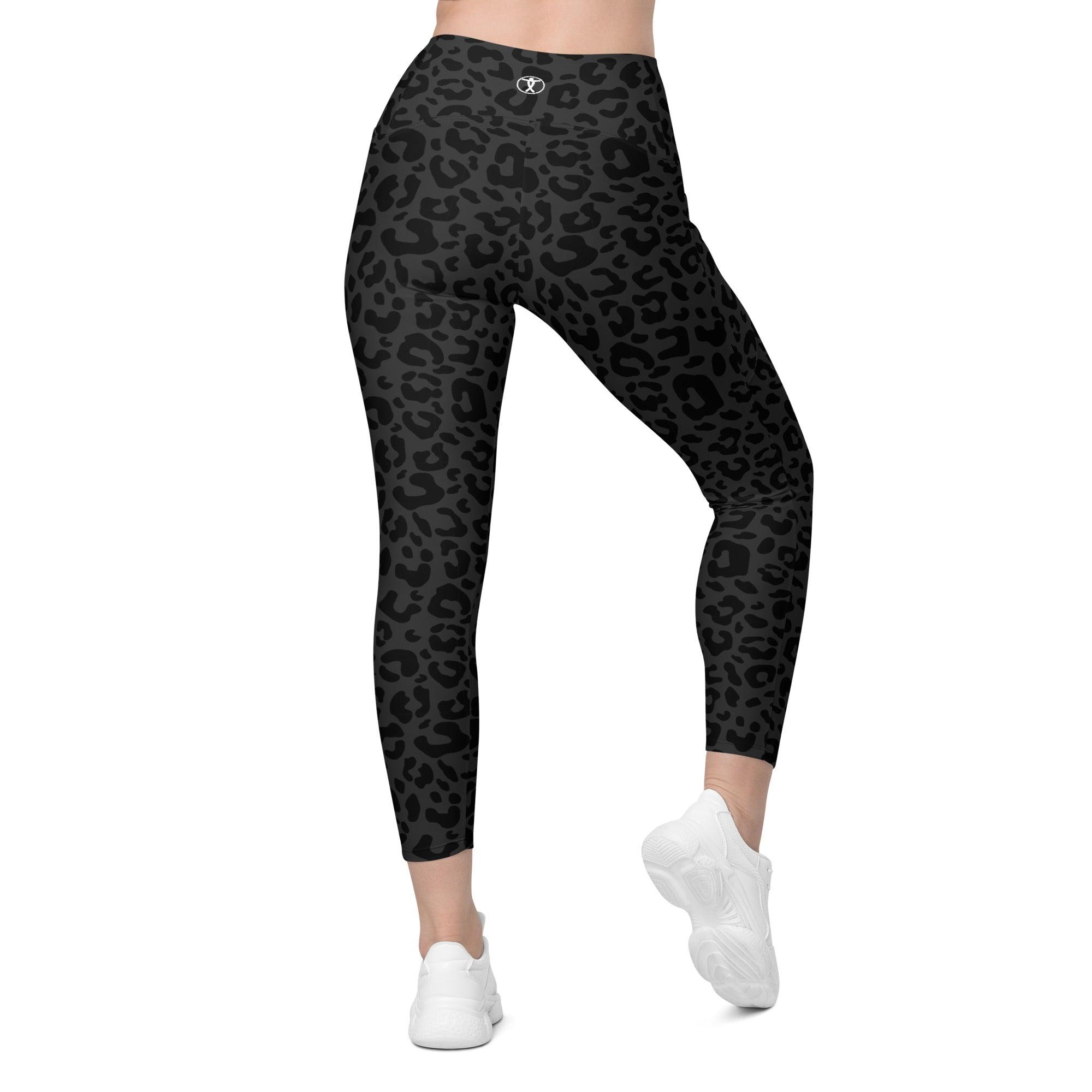 Striking Gray Leopard Leggings with pockets - Funfitti Apparel