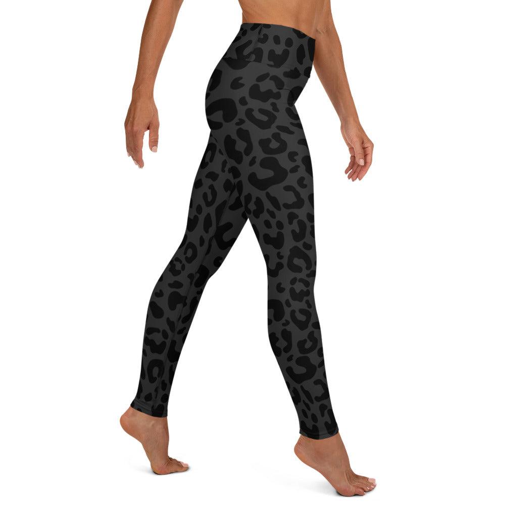 Striking Gray Leopard Yoga Leggings - Funfitti Apparel