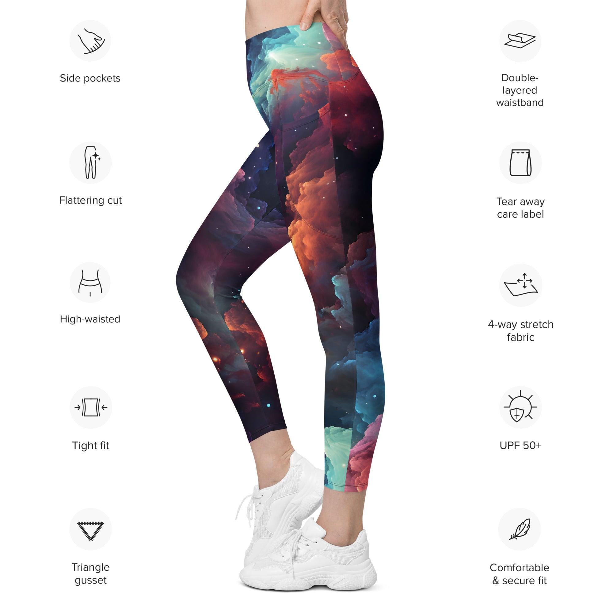 Swirling Galaxy Leggings with pockets - Funfitti Apparel