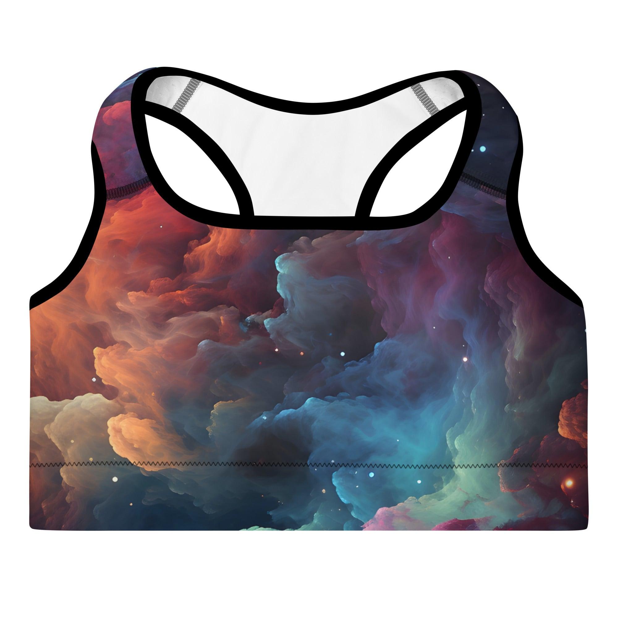 Swirling Galaxy Padded Sports Bra - Funfitti Apparel