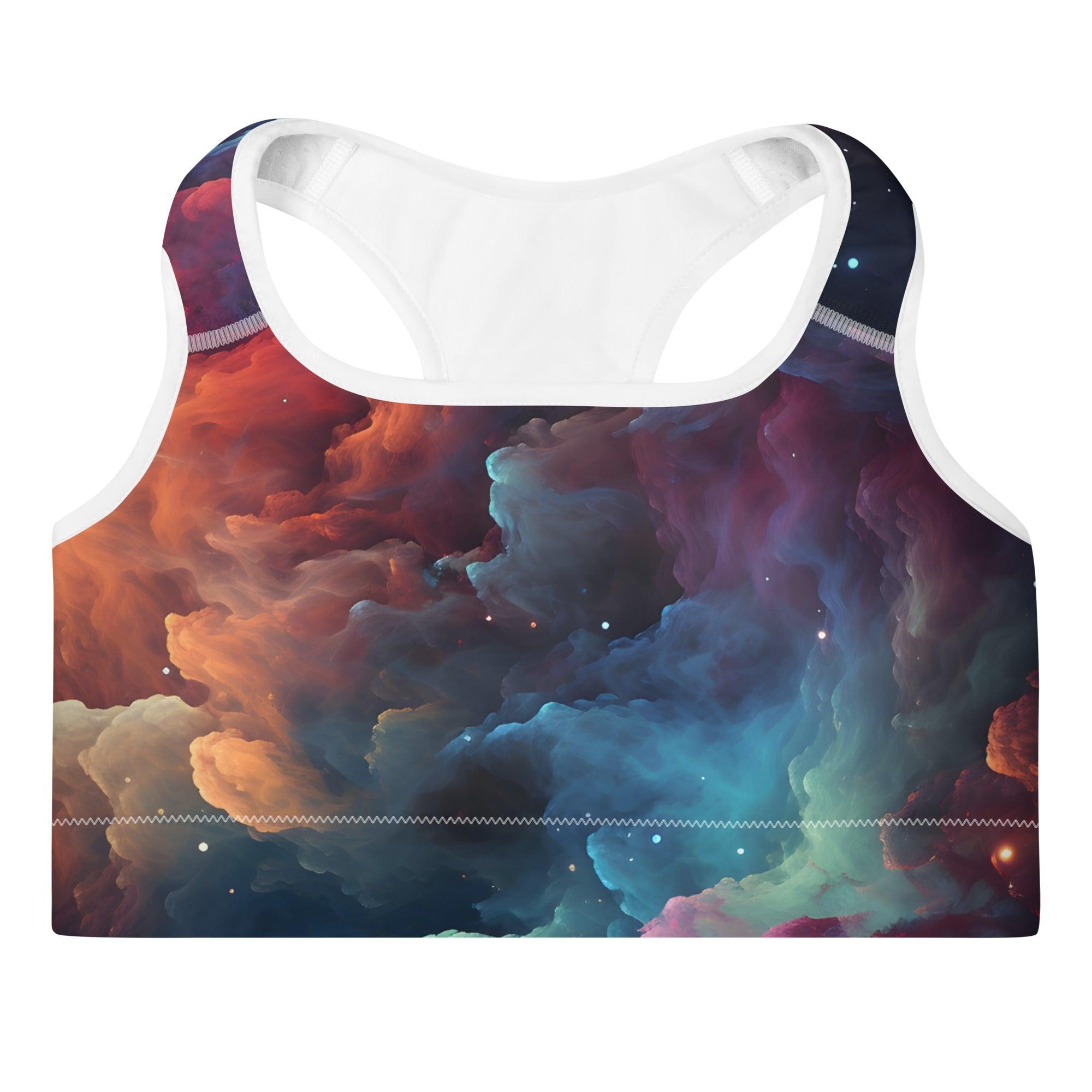 Swirling Galaxy Padded Sports Bra - Funfitti Apparel