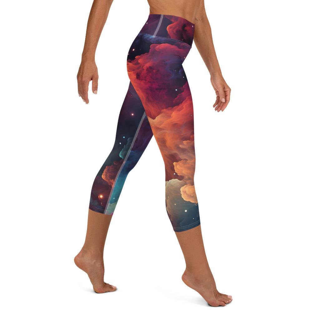 Swirling Galaxy Yoga Capri Leggings - Funfitti Apparel