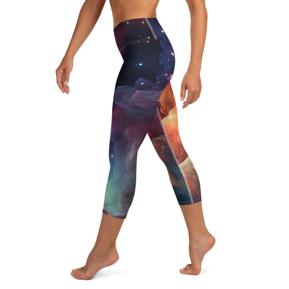 Swirling Galaxy Yoga Capri Leggings - Funfitti Apparel