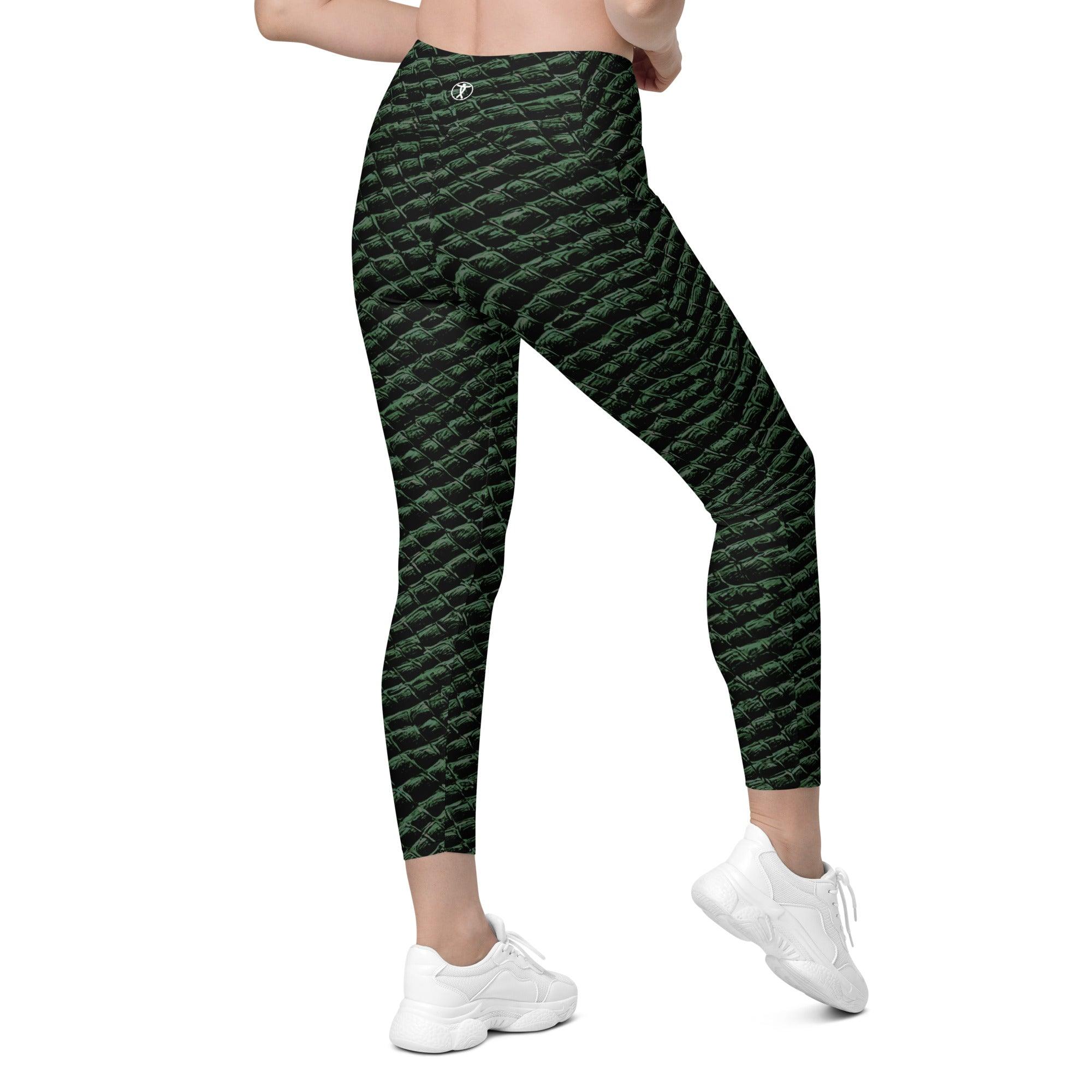 Tenacious Green Gator Leggings with pockets - Funfitti Apparel