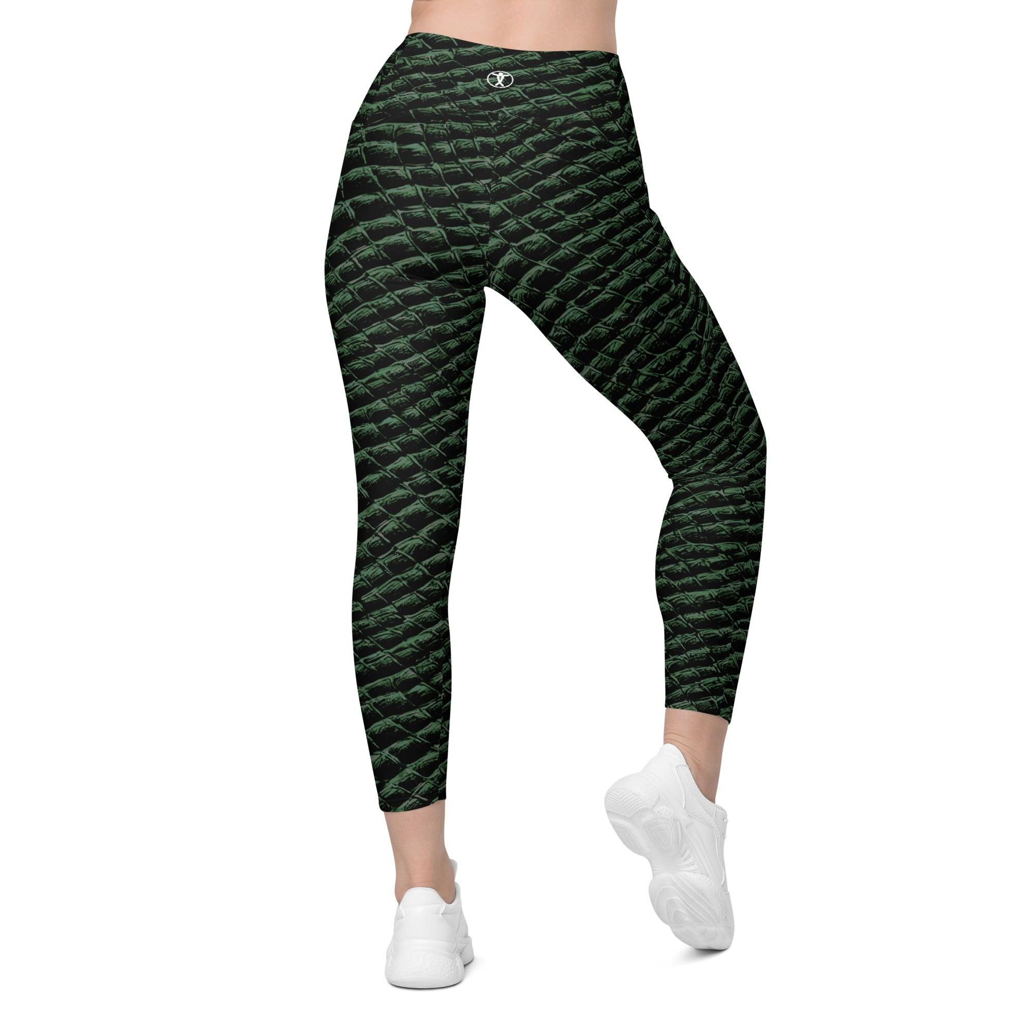 Tenacious Green Gator Leggings with pockets - Funfitti Apparel