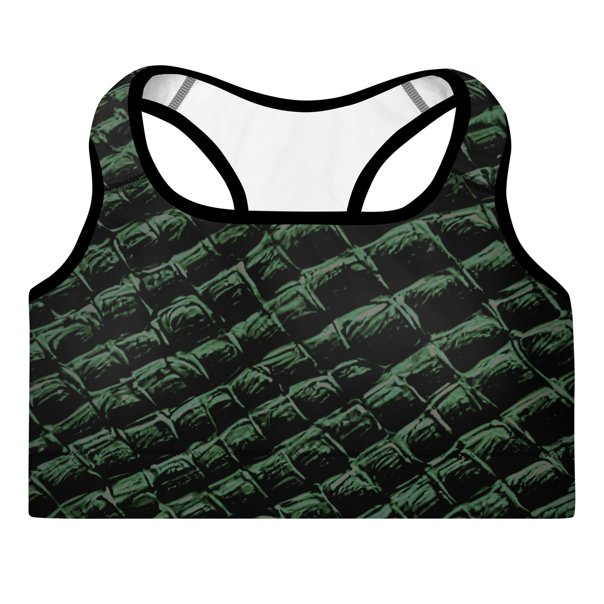 Tenacious Green Gator Padded Sports Bra - Funfitti Apparel