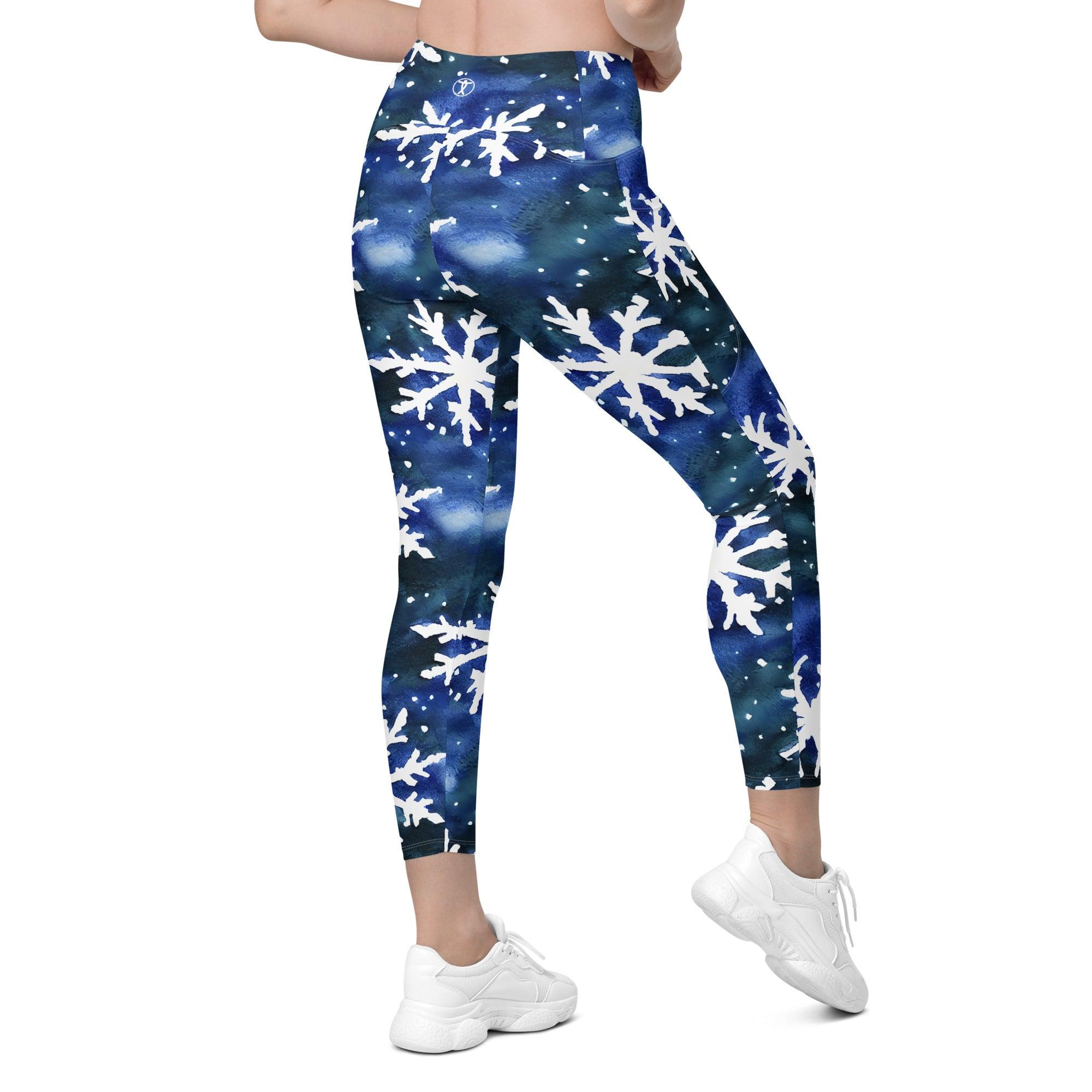 Watercolor Snowflake Leggings with pockets - Funfitti Apparel