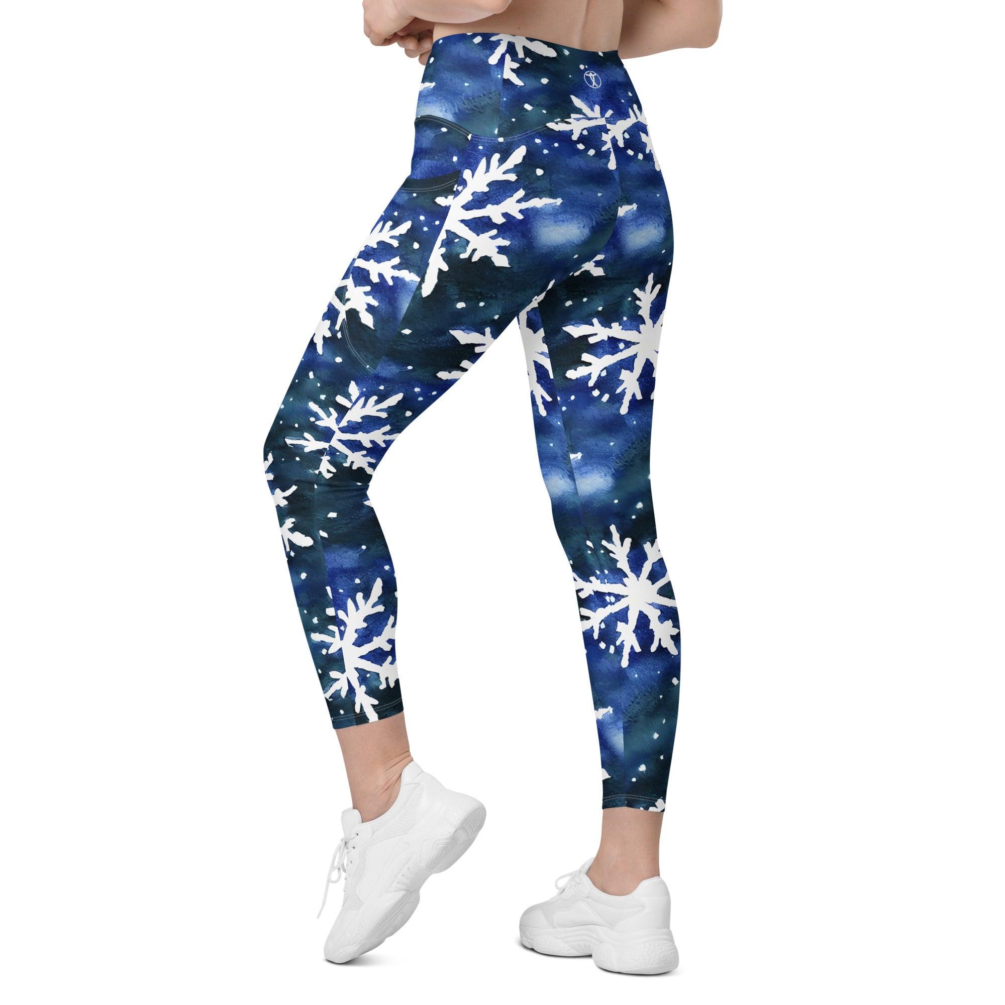 Watercolor Snowflake Leggings with pockets - Funfitti Apparel