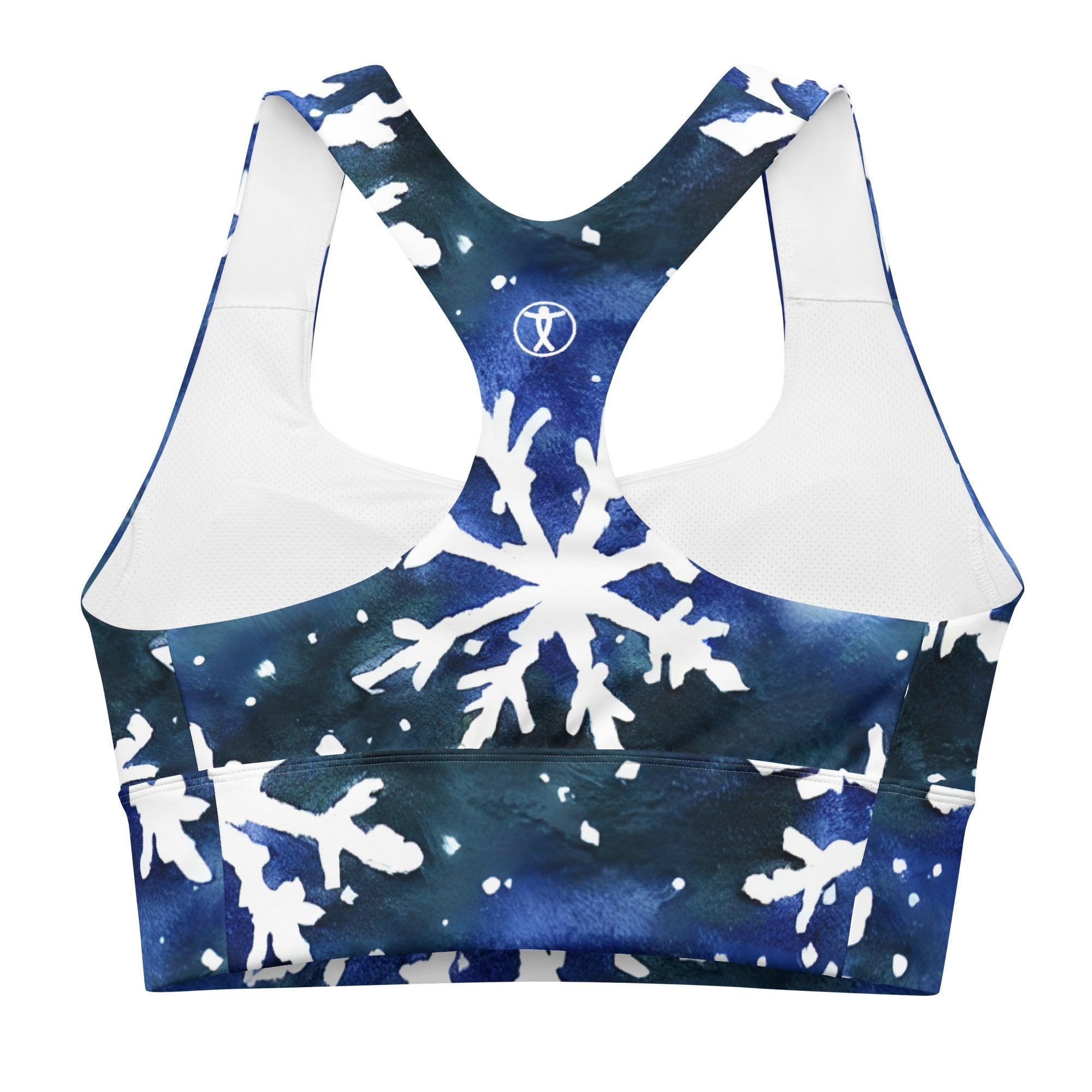 Watercolor Snowflake Longline sports bra - Funfitti Apparel