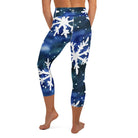 Watercolor Snowflake Yoga Capri Leggings - Funfitti Apparel