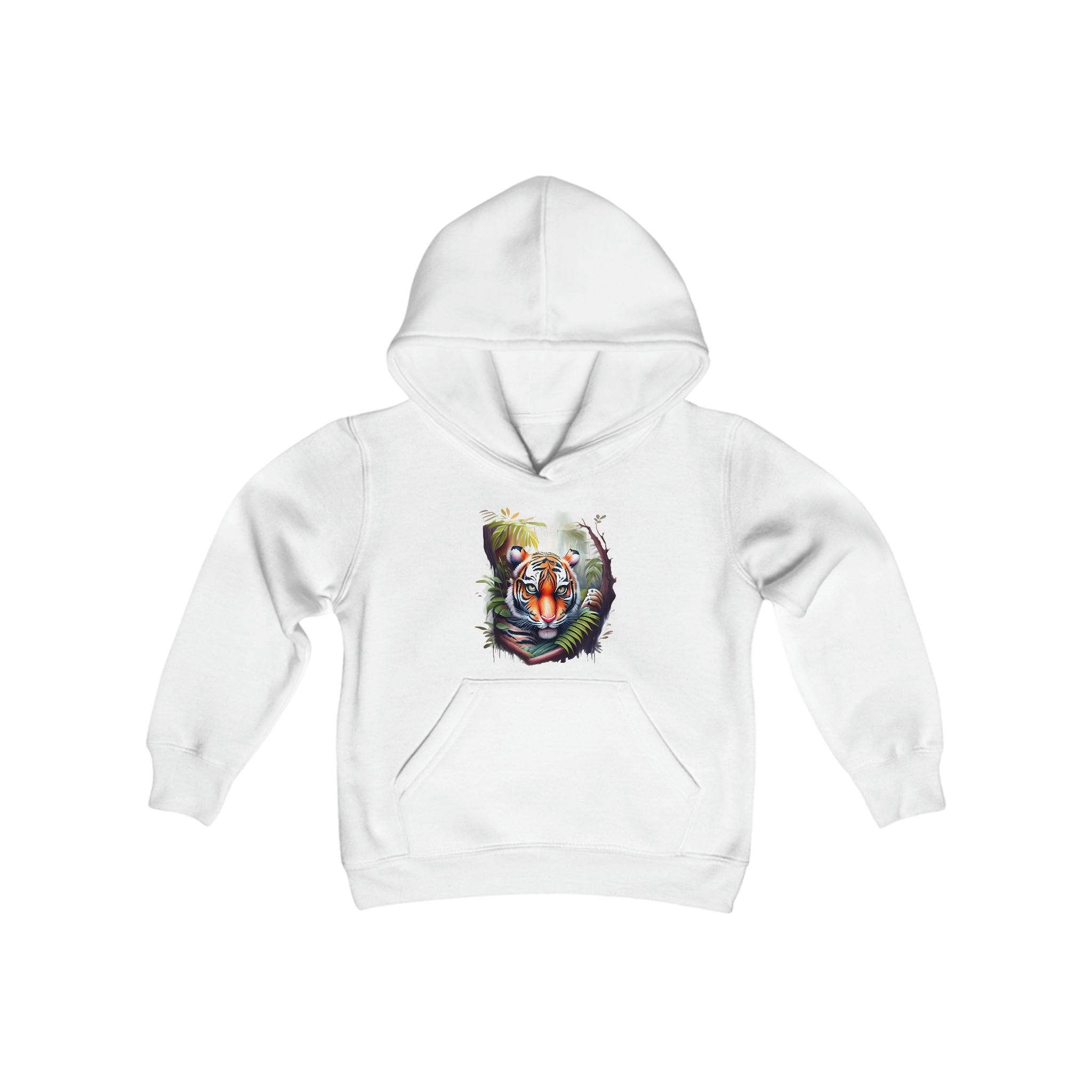 Youth Heavy Blend Hooded Tiger Sweatshirt - Funfitti Apparel