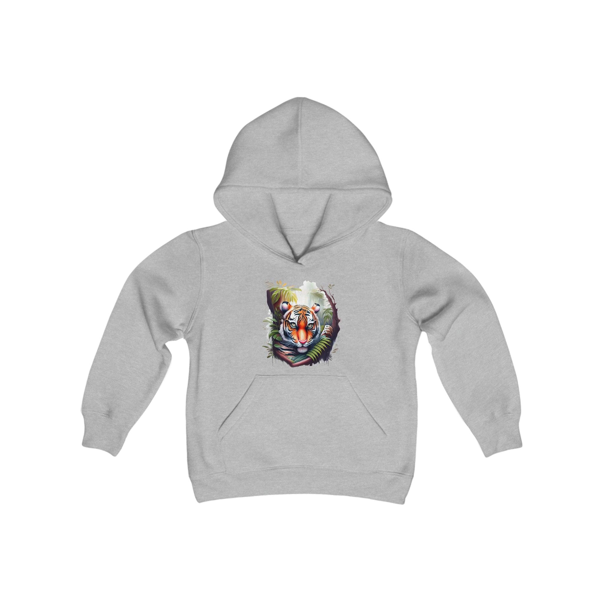 Youth Heavy Blend Hooded Tiger Sweatshirt - Funfitti Apparel