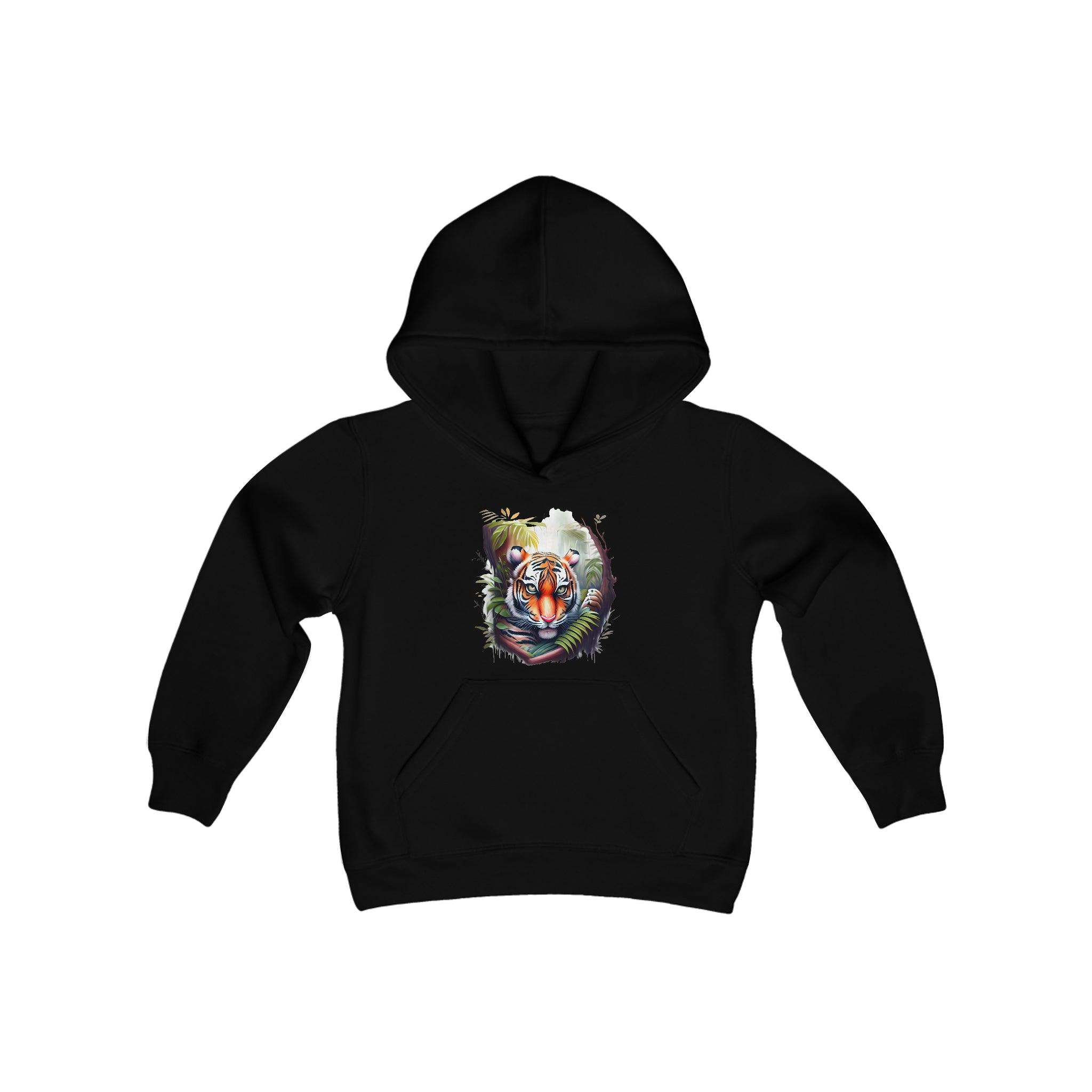 Youth Heavy Blend Hooded Tiger Sweatshirt - Funfitti Apparel