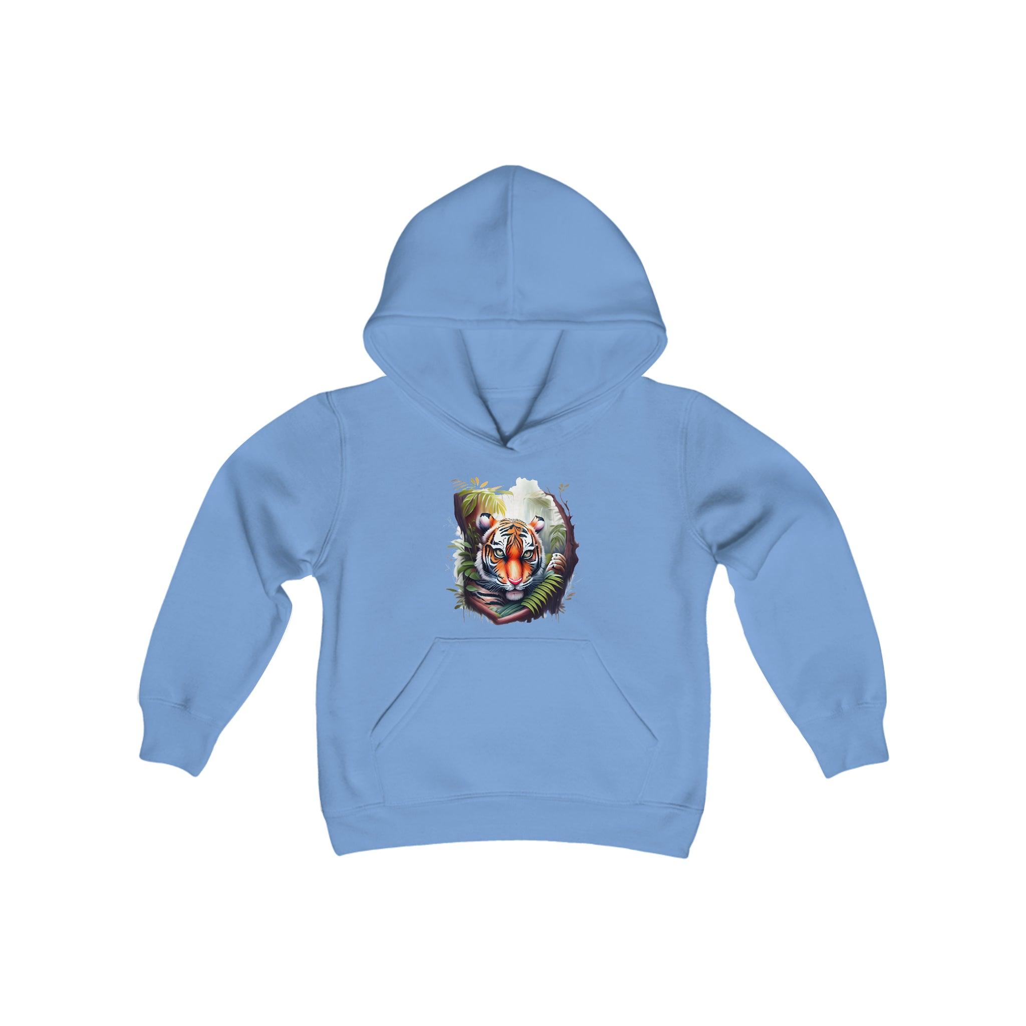 Youth Heavy Blend Hooded Tiger Sweatshirt - Funfitti Apparel