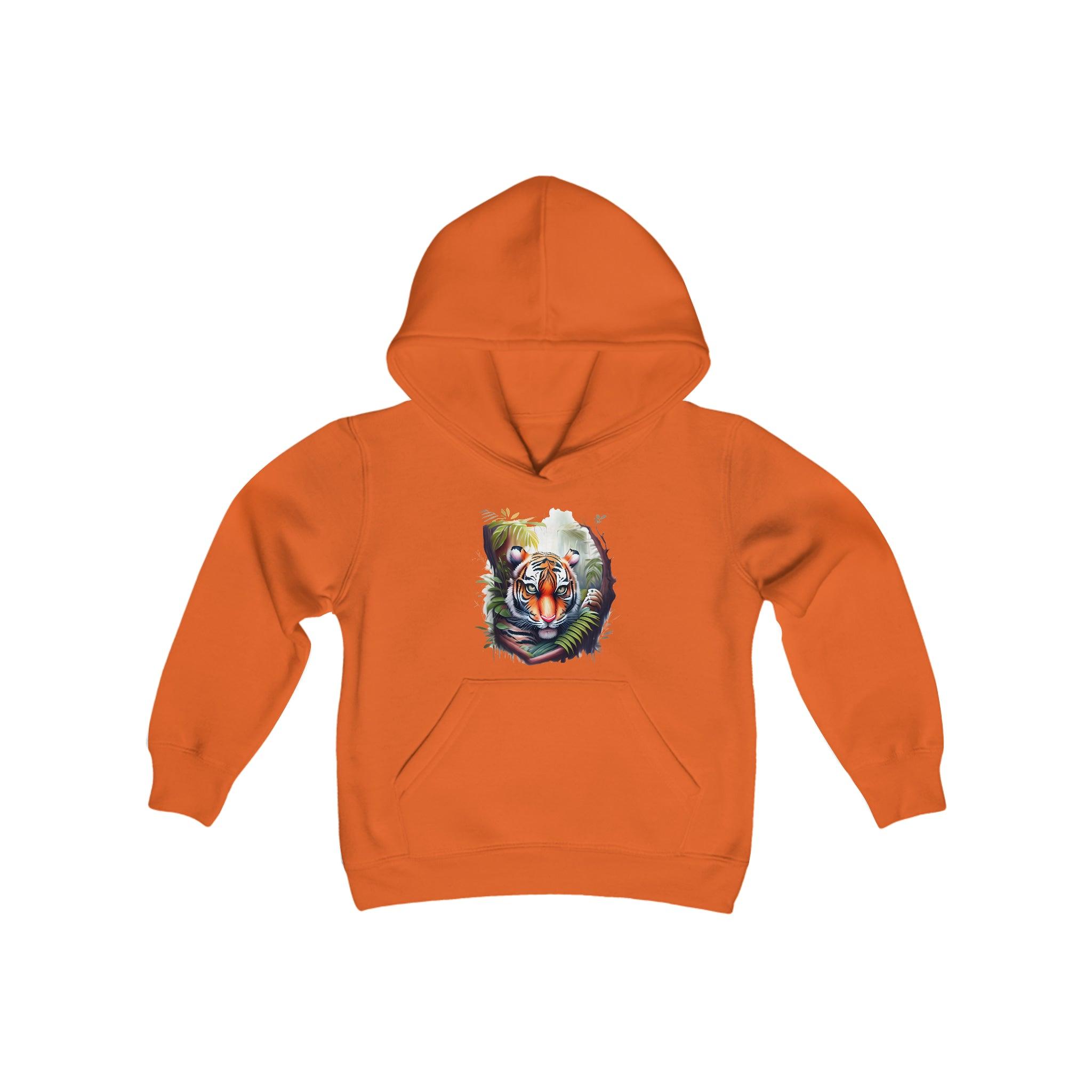 Youth Heavy Blend Hooded Tiger Sweatshirt - Funfitti Apparel