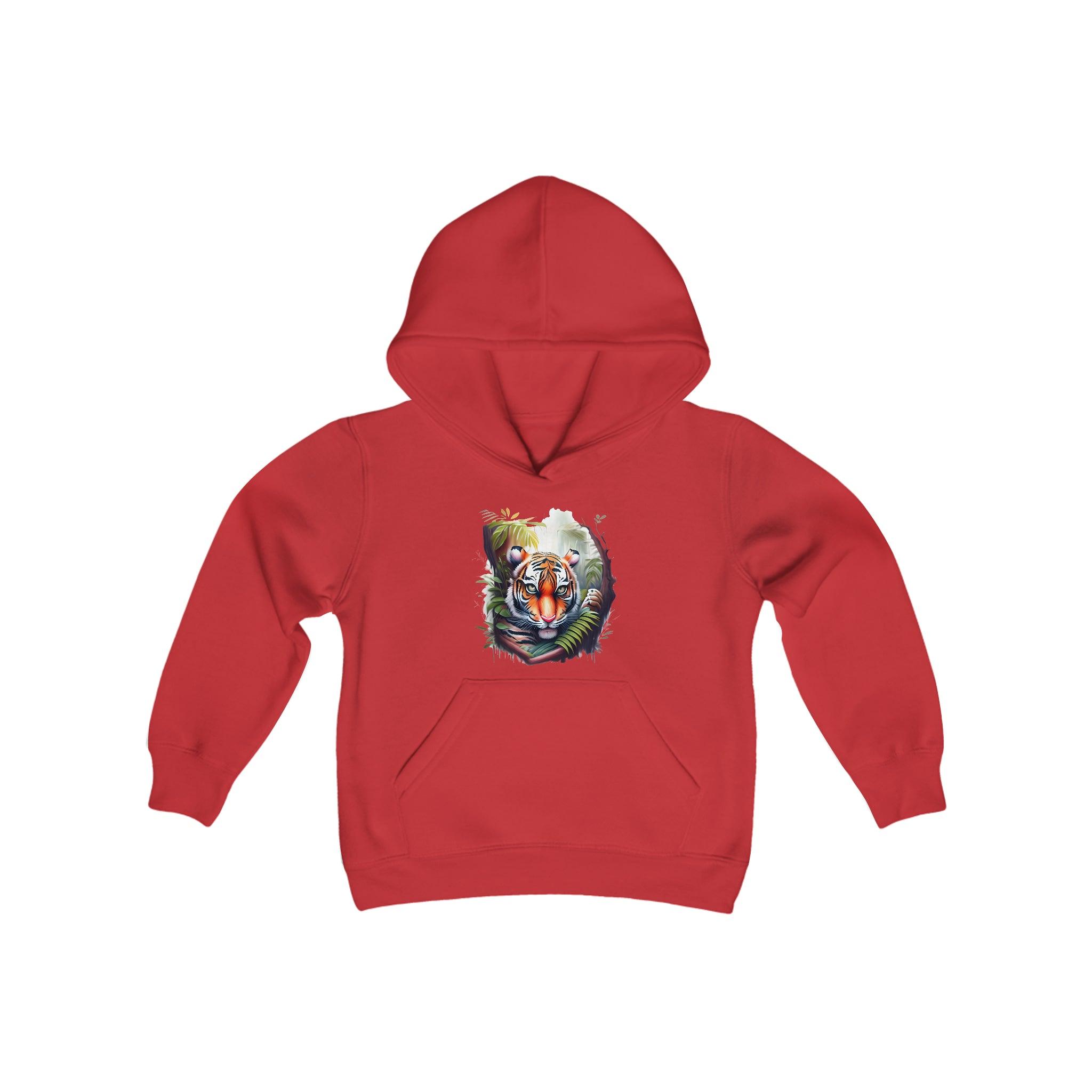 Youth Heavy Blend Hooded Tiger Sweatshirt - Funfitti Apparel