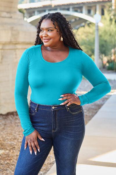 Basic Bae Full Size Round Neck Long Sleeve Bodysuit - Funfitti Apparel